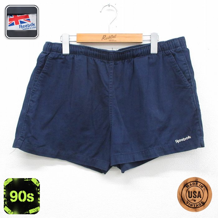 リーボック 90s ショートパンツ ワンポイントロゴ ネイビー 実寸W37 | 古着