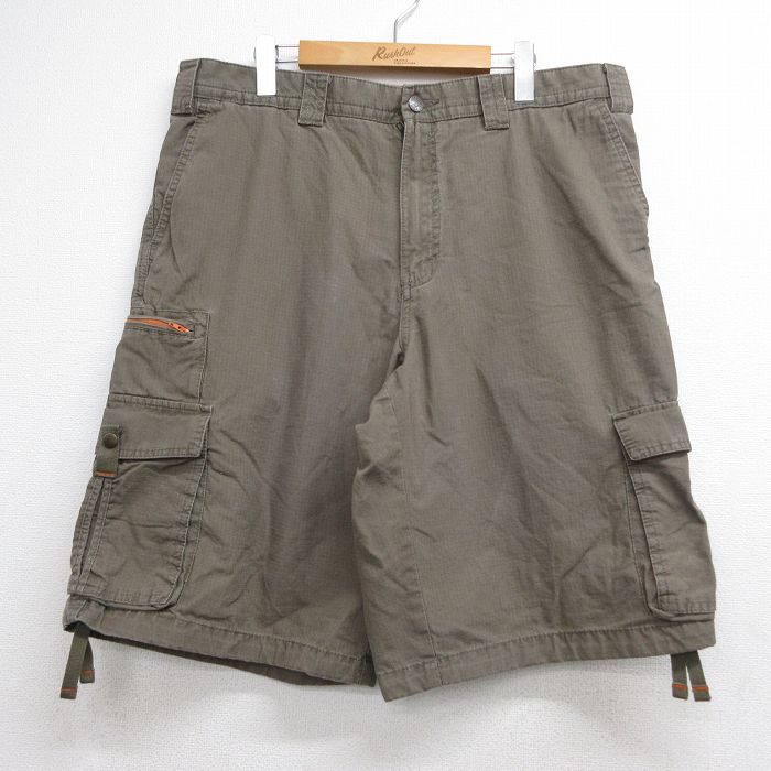 W37★古着 エディーバウアー ショート カーゴ パンツ ショーツ メンズ リップストップ コットン カーキ 26jul09