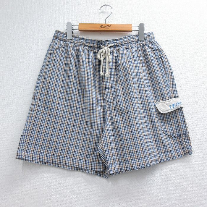 IZOD ショートパンツ チェック ブルー メンズW32相当 | 古着