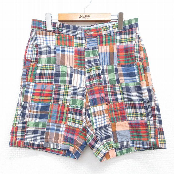 ブルックスブラザーズ ショートパンツ パッチワーク レッド 実寸W32 | 古着