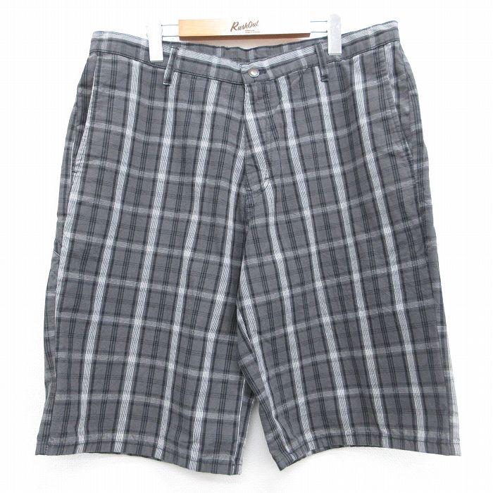 ディッキーズ ショートパンツ チェック グレー 実寸W36 | 古着