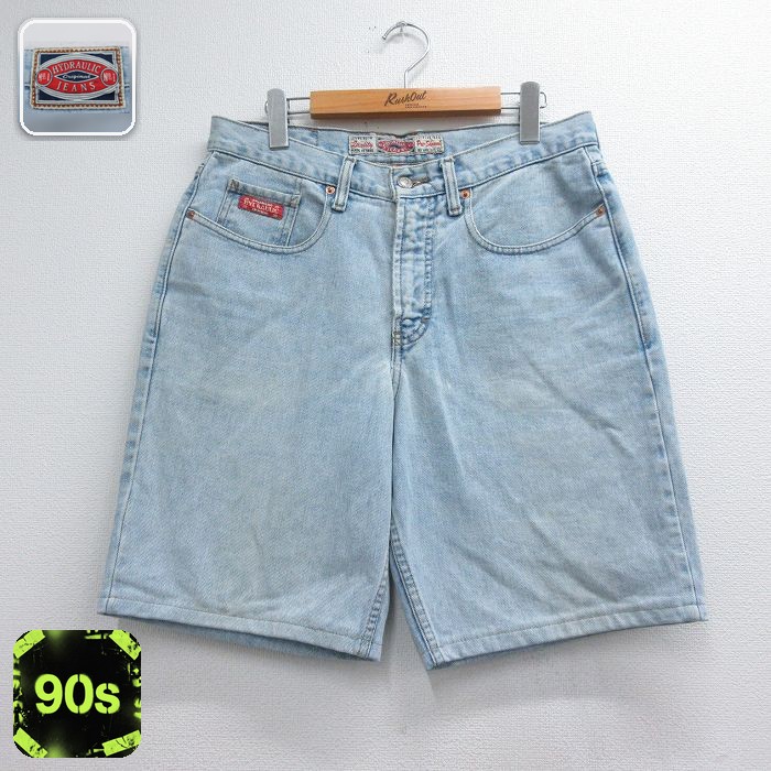 ショート パンツ ショーツ メンズ 90s コットン ネイビー デニム 実寸W32 | 古着