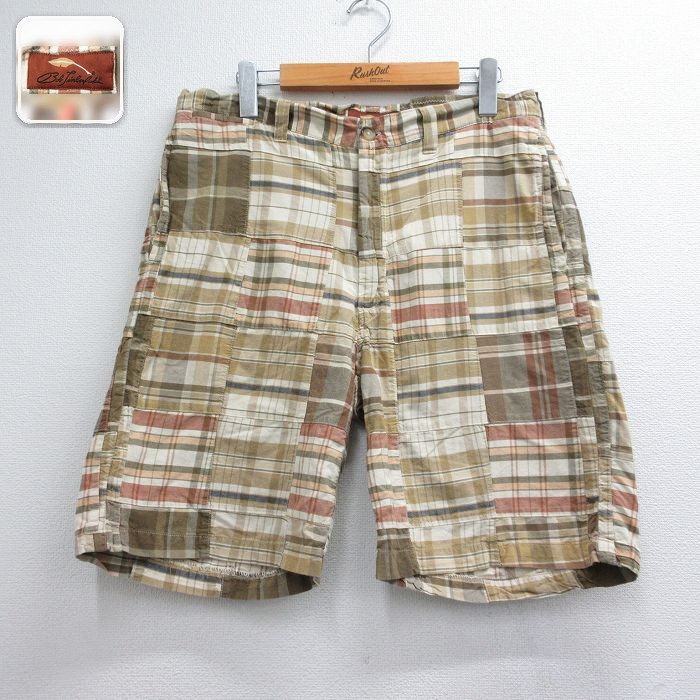 実寸W33 ショートパンツ パッチワーク ブラウンチェック | 古着
