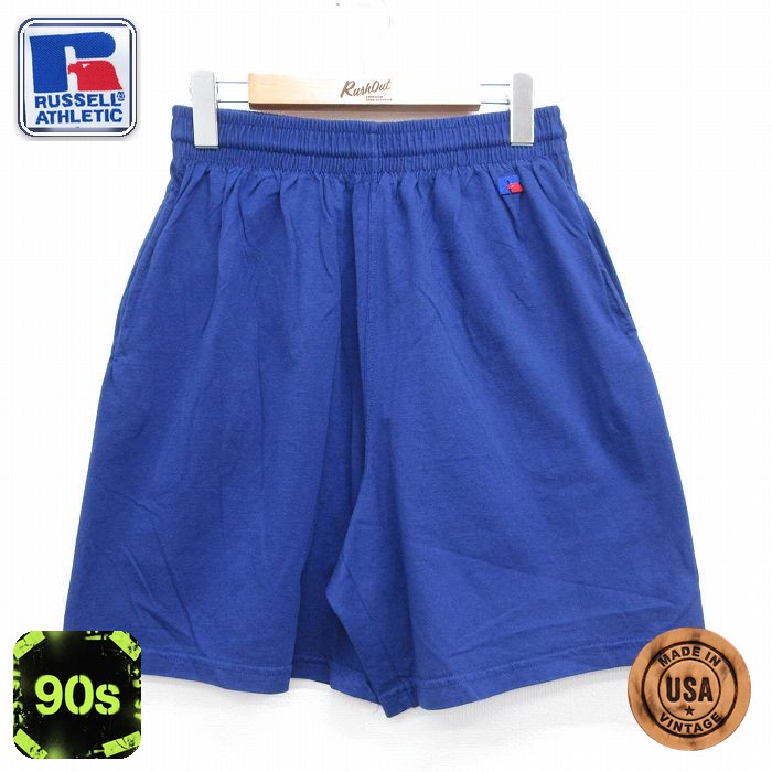 ラッセル 90s ショートパンツ ワンポイントロゴ ブルー 実寸W30 | 古着