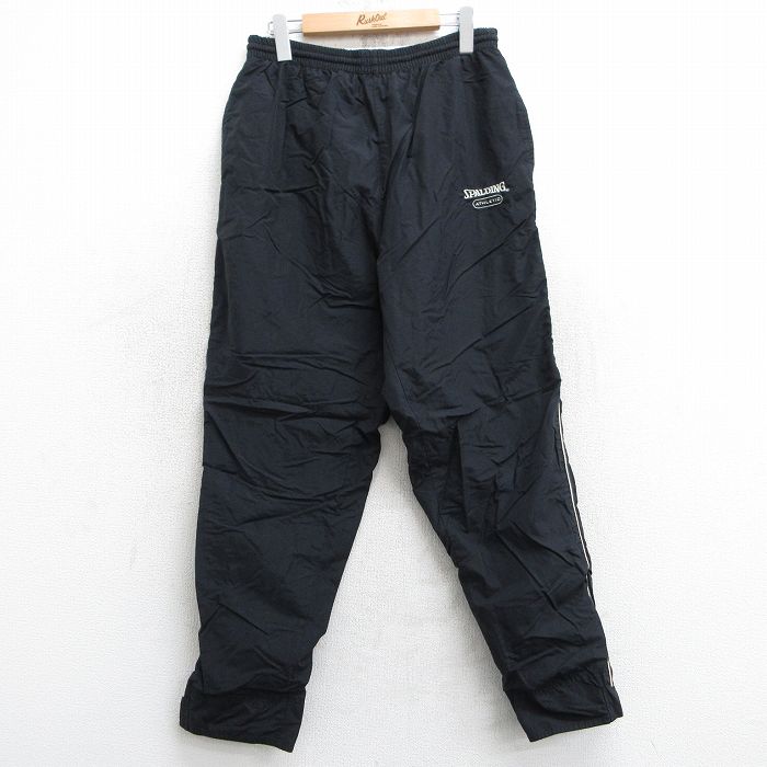 【50%OFF】W35★古着 スポルディング ナイロン パンツ メンズ 90年代 90s ワンポイントロゴ 黒 ブラック 25jan24 中古 ボトムス ロング