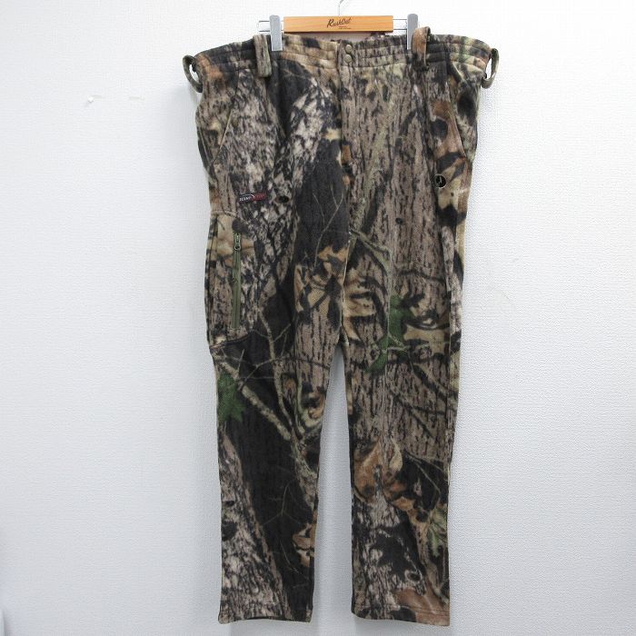 【50%OFF】W47★古着 フリース パンツ メンズ モッシーオーク 大きいサイズ 茶他 ブラウン 迷彩 25feb07 中古 ボトムス ロング