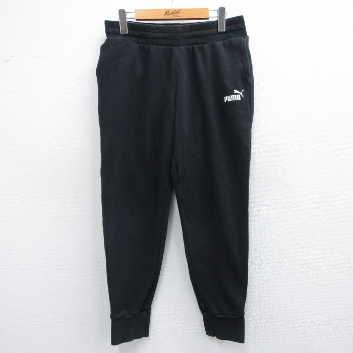 W32★古着 プーマ スウェット パンツ メンズ ワンポイントロゴ 黒 ブラック 25mar07 中古 ボトムス ロング