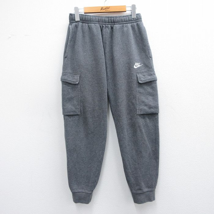 W29★古着 ナイキ NIKE カーゴ スウェット パンツ メンズ ワンポイントロゴ グレー 25mar07 中古 ボトムス ロング