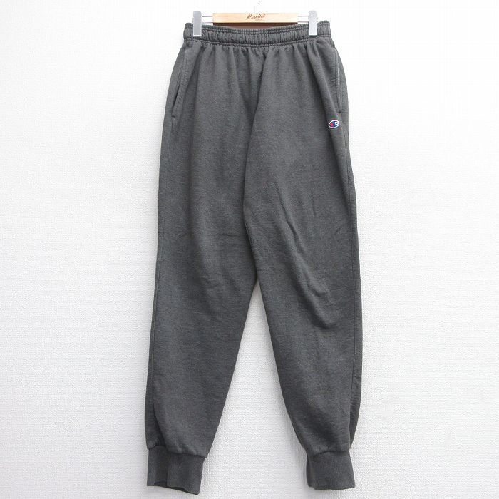 W31★古着 チャンピオン Champion スウェット パンツ メンズ ワンポイントロゴ 濃グレー 25mar11 中古 ボトムス ロング