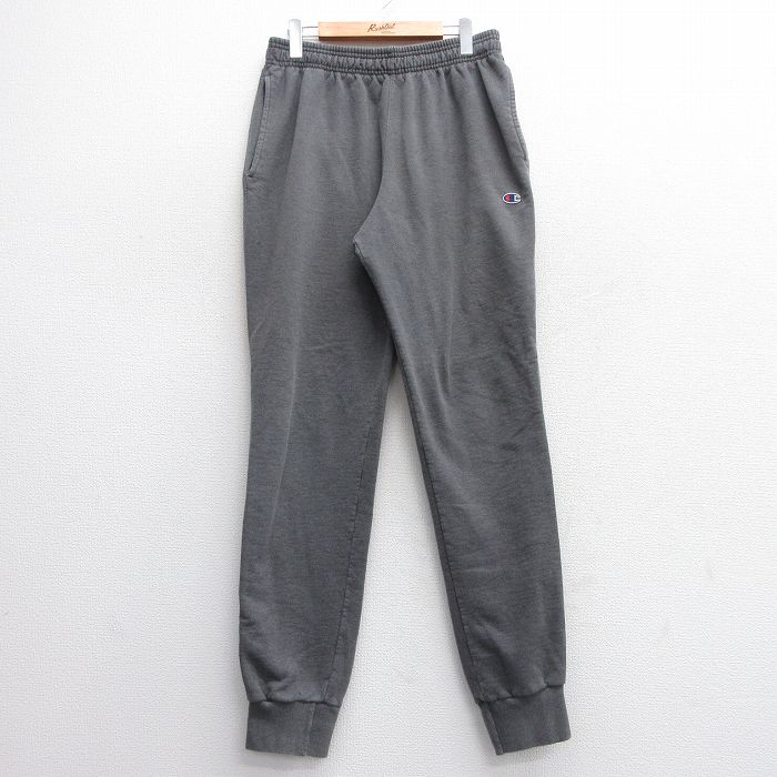 W34★古着 チャンピオン Champion スウェット パンツ メンズ ワンポイントロゴ 濃グレー 25mar11 中古 ボトムス ロング
