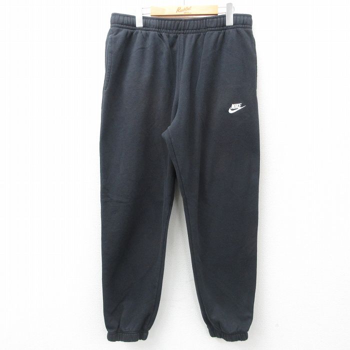 W37★古着 ナイキ NIKE スウェット パンツ メンズ ワンポイントロゴ 黒 ブラック 25mar12 中古 ボトムス ロング