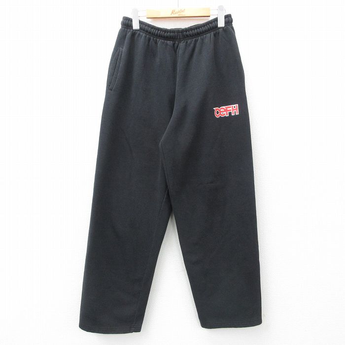 W32★古着 スウェット パンツ メンズ ceFH 黒 ブラック 25mar12 中古 ボトムス ロング