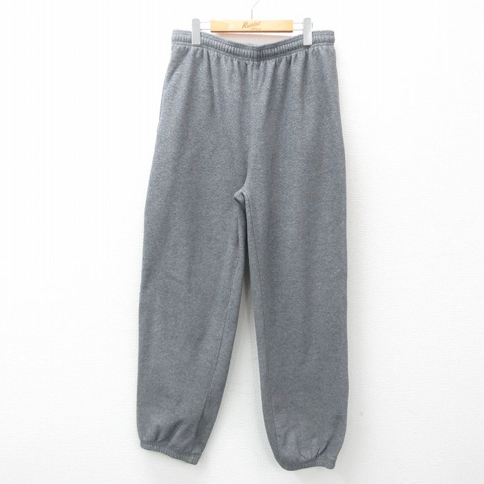W36★古着 フリース パンツ メンズ 無地 グレー 霜降り 25mar12 中古 ボトムス ロング