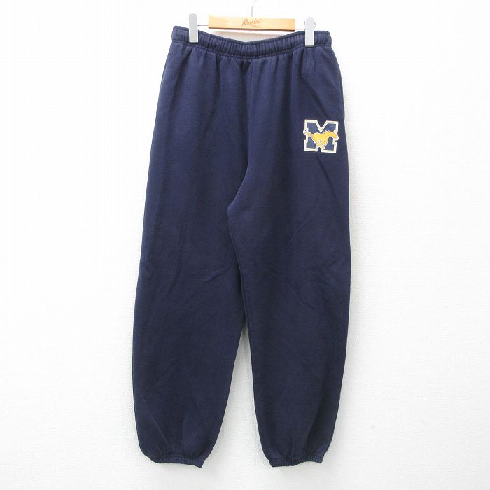 W36★古着 スウェット パンツ メンズ M 馬 紺 ネイビー 25mar12 中古 ボトムス ロング
