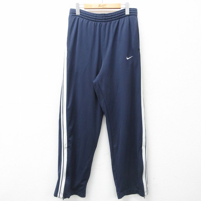 W34★古着 ナイキ NIKE ジャージ パンツ メンズ ワンポイントロゴ 紺他 ネイビー 25mar12 中古 ボトムス ロング