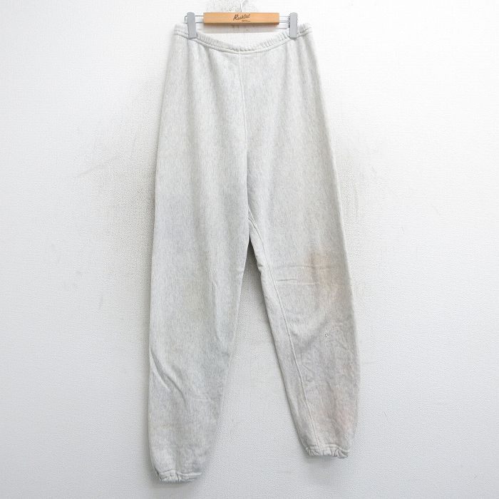 W34★古着 ミリタリー スウェット パンツ メンズ 90年代 90s 無地 USA製 薄グレー 霜降り 25mar15 中古 ボトムス ロング