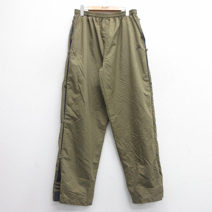 W36★古着 アディダス adidas ナイロン パンツ メンズ 90年代 90s ワンポイントロゴ 緑他 グリーン 【spe】 25mar21 中古 ボトムス ロング