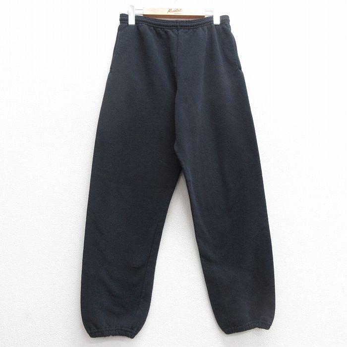 W31★古着 ラッセル スウェット パンツ メンズ 00年代 00s 無地 黒 ブラック 25mar21 中古 ボトムス ロング