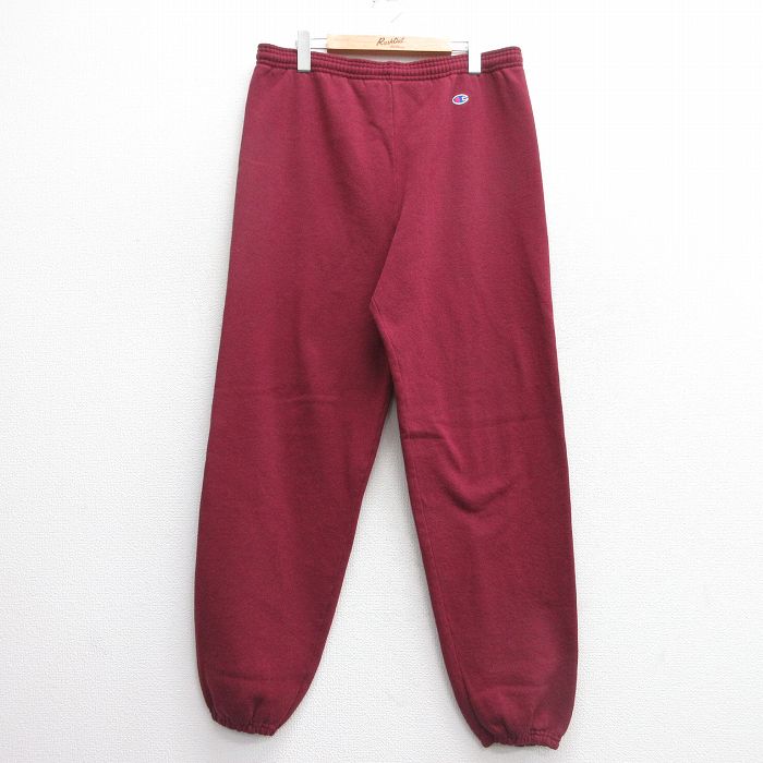 W36★古着 チャンピオン champion スウェット パンツ メンズ 00年代 00s ワンポイントロゴ エンジ 25mar21 中古 ボトムス ロング
