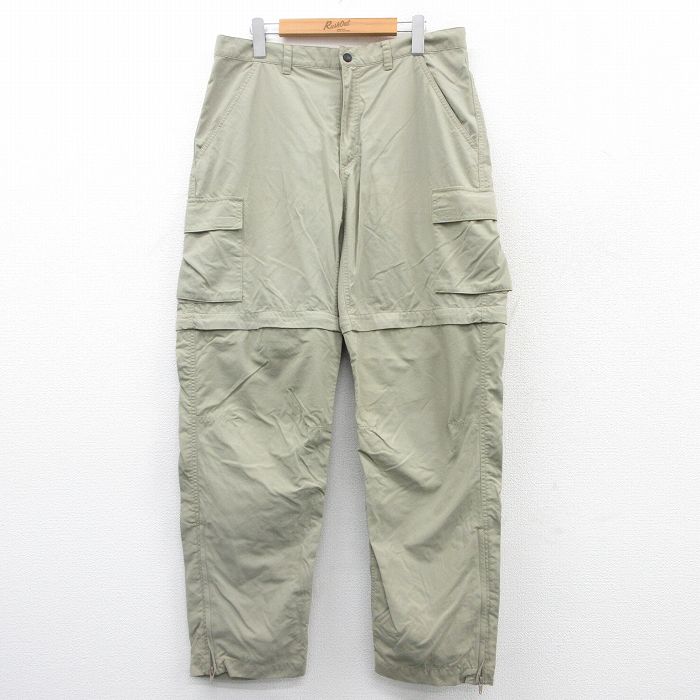 W34★古着 EMS ナイロン カーゴ パンツ メンズ 90年代 90s 緑系 グリーン 【spe】 25mar26 中古 ボトムス ロング