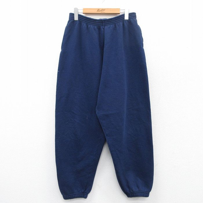 W36★古着 ディスカス スウェット パンツ メンズ 00年代 00s 無地 紺 ネイビー 25mar26 中古 ボトムス ロング
