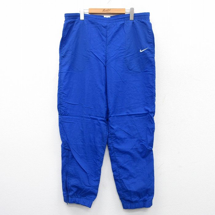 W39★古着 ナイキ NIKE ジャージ パンツ メンズ 00年代 00s ワンポイントロゴ 青 ブルー 25mar26 中古 ボトムス ロング