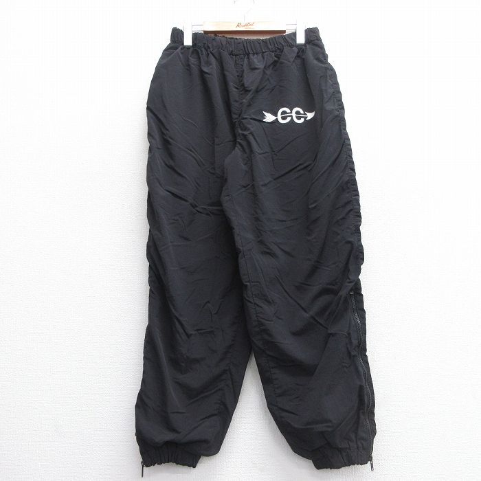 W32★古着 ナイロン パンツ メンズ 90年代 90s CC USA製 黒 ブラック 内側メッシュ 25mar27 中古 ボトムス ロング