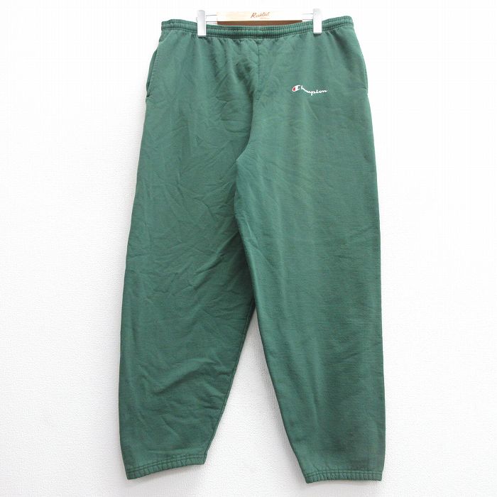 W38★古着 チャンピオン champion スウェット パンツ メンズ 90年代 90s ワンポイントロゴ 緑 グリーン 【spe】 25mar27 中古 ボトムス ロング