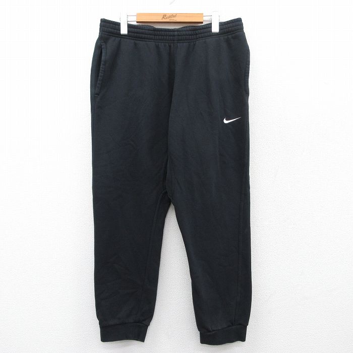 W37★古着 ナイキ NIKE スウェット パンツ メンズ ワンポイントロゴ 黒 ブラック 25mar29 中古 ボトムス ロング