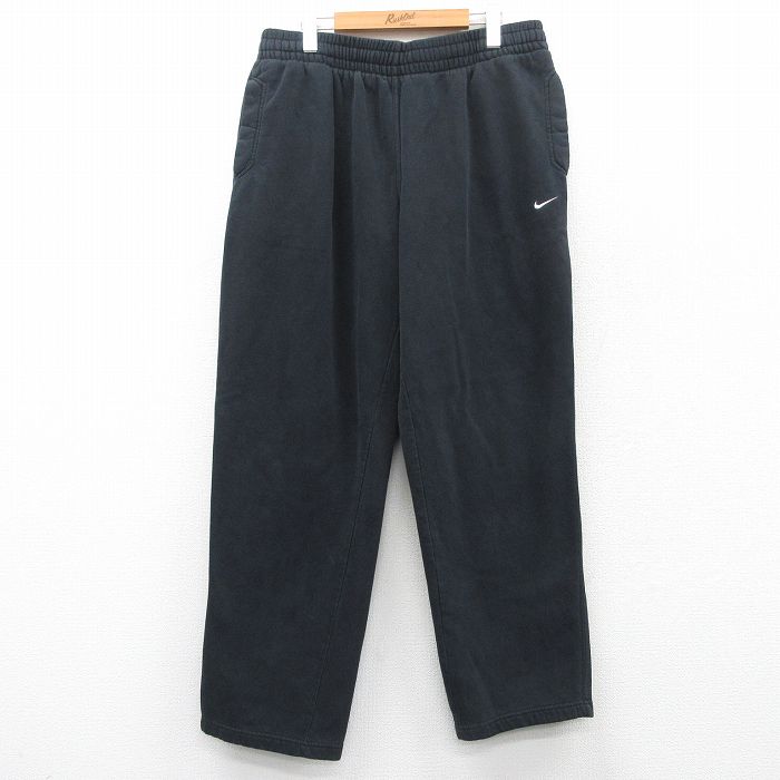 W38★古着 ナイキ NIKE スウェット パンツ メンズ ワンポイントロゴ 黒 ブラック 25mar29 中古 ボトムス ロング