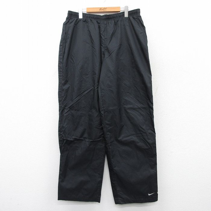 W39★古着 ナイキ NIKE ナイロン パンツ メンズ ワンポイントロゴ 黒 ブラック 25mar29 中古 ボトムス ロング
