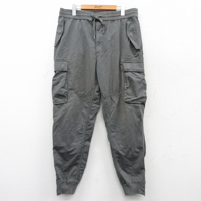 W37★古着 ブランド イージー カーゴ パンツ メンズ 濃緑 グリーン 25mar29 中古 ボトムス ロング