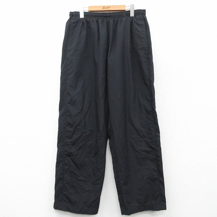 W36★古着 ナイキ NIKE ジャージ パンツ メンズ 00年代 00s ワンポイントロゴ 黒 ブラック 内側メッシュ 25mar29 中古 ボトムス ロング