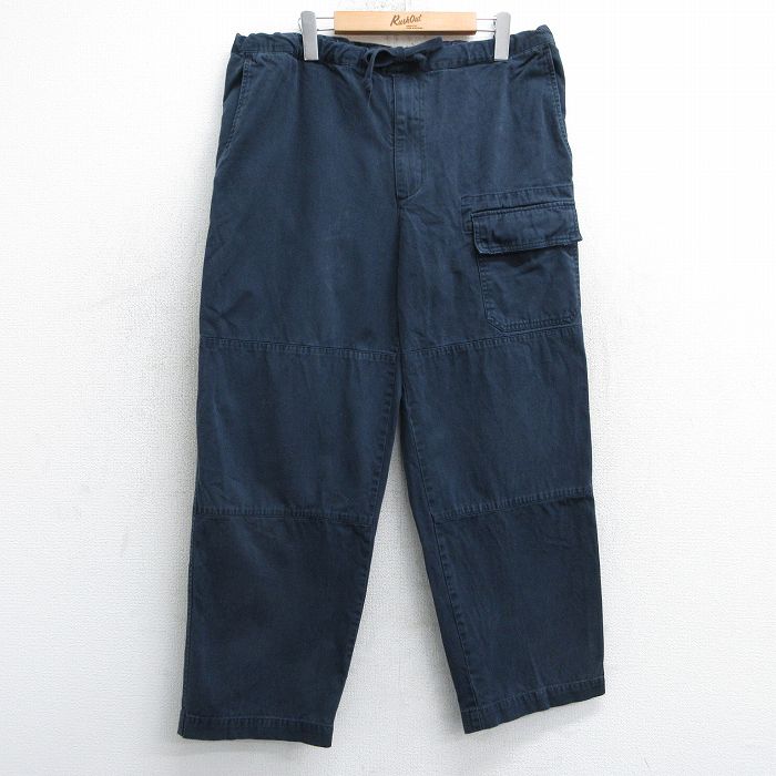 W37★古着 STRUCTURE イージー パンツ メンズ 00年代 00s ダブルニー コットン 紺 ネイビー 25mar31 中古 ボトムス ロング