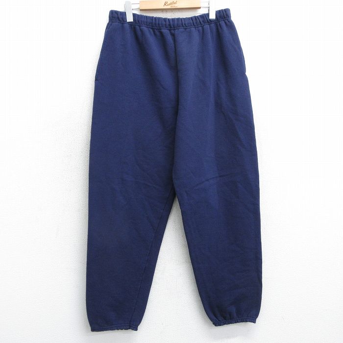 W39★古着 スウェット パンツ メンズ 90年代 90s 無地 USA製 紺 ネイビー 25mar31 中古 ボトムス ロング