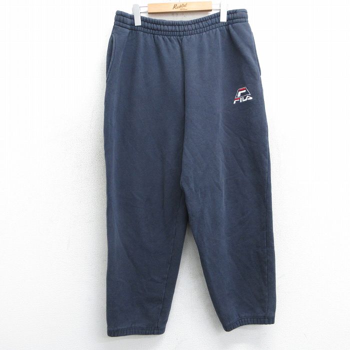 W38★古着 フィラ FILA スウェット パンツ メンズ 00年代 00s ワンポイントロゴ 濃グレー 25mar31 中古 ボトムス ロング