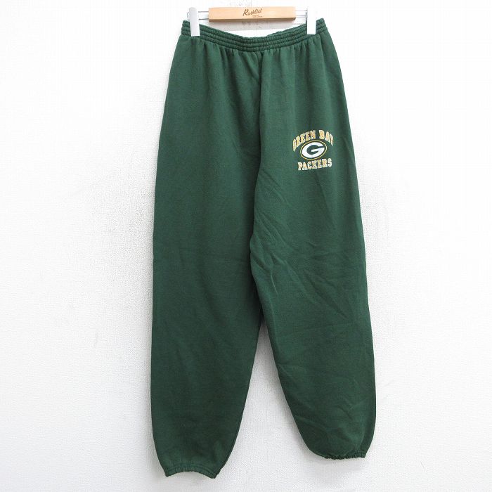 W34★古着 スウェット パンツ メンズ 90年代 90s グリーンベイパッカーズ USA製 緑 グリーン アメフト スーパーボウル 【spe】 25apr03 中古 ボトムス ロング