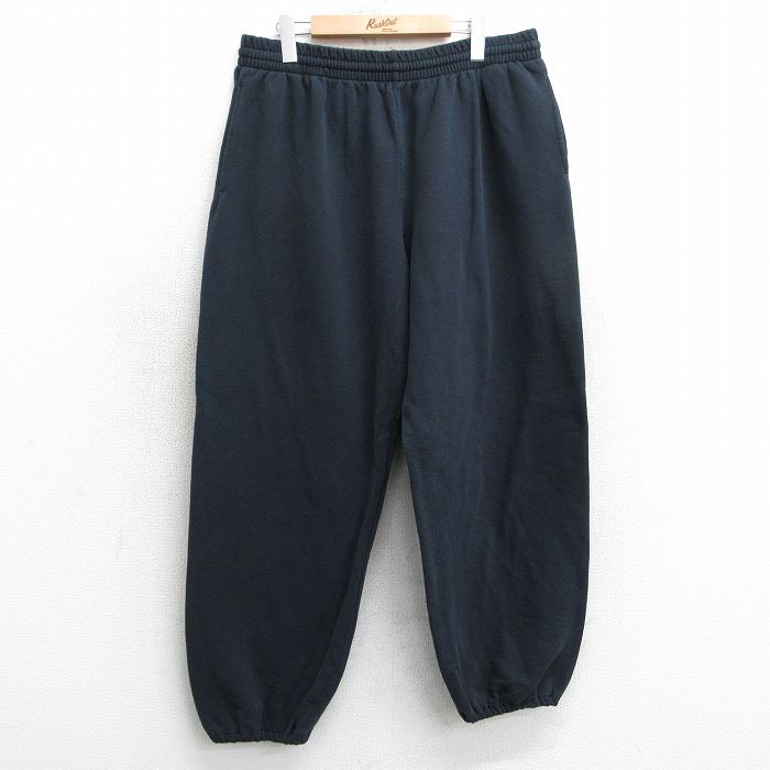 W37★古着 フルーツオブザルーム スウェット パンツ メンズ 00年代 00s 無地 黒 ブラック 25apr03 中古 ボトムス ロング