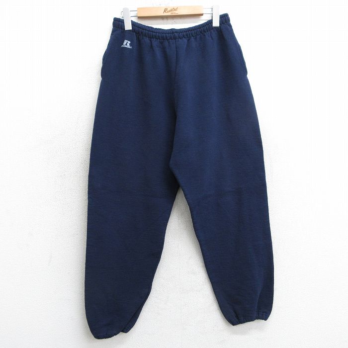 W33★古着 ラッセル スウェット パンツ メンズ 00年代 00s ワンポイントロゴ 紺 ネイビー 25apr03 中古 ボトムス ロング