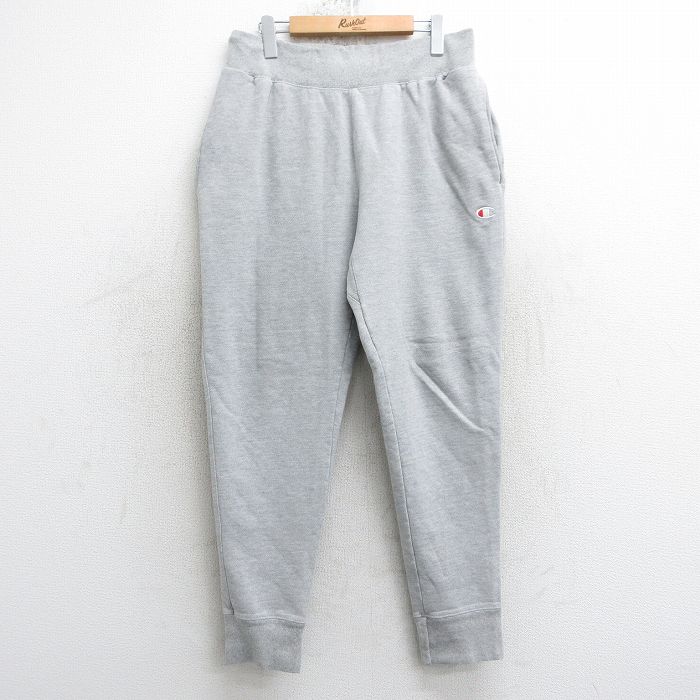 W34★古着 チャンピオン champion リバースウィーブ スウェット パンツ メンズ ワンポイントロゴ グレー 霜降り 25apr17 中古 ボトムス ロング