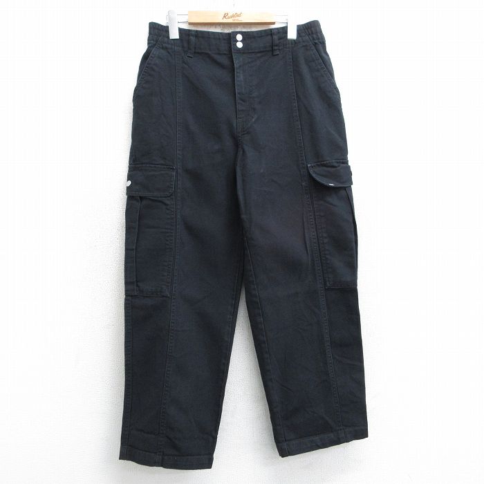 W34★古着 バンズ VANS カーゴ パンツ メンズ ダック地 コットン 黒 ブラック 25apr17 中古 ボトムス ロング