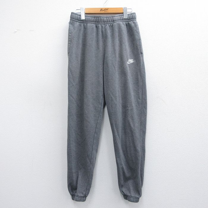 W32★古着 ナイキ NIKE スウェット パンツ メンズ ワンポイントロゴ グレー 霜降り 25apr25 中古 ボトムス ロング