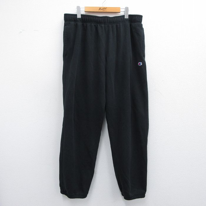 W39★古着 チャンピオン champion スウェット パンツ メンズ ワンポイントロゴ 黒 ブラック 25apr25 中古 ボトムス ロング