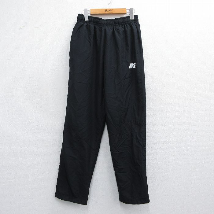【50%OFF】W32★古着 ナイキ NIKE イージー パンツ メンズ ワンポイントロゴ 黒 ブラック 内側メッシュ 25apr25 中古 ボトムス ロング