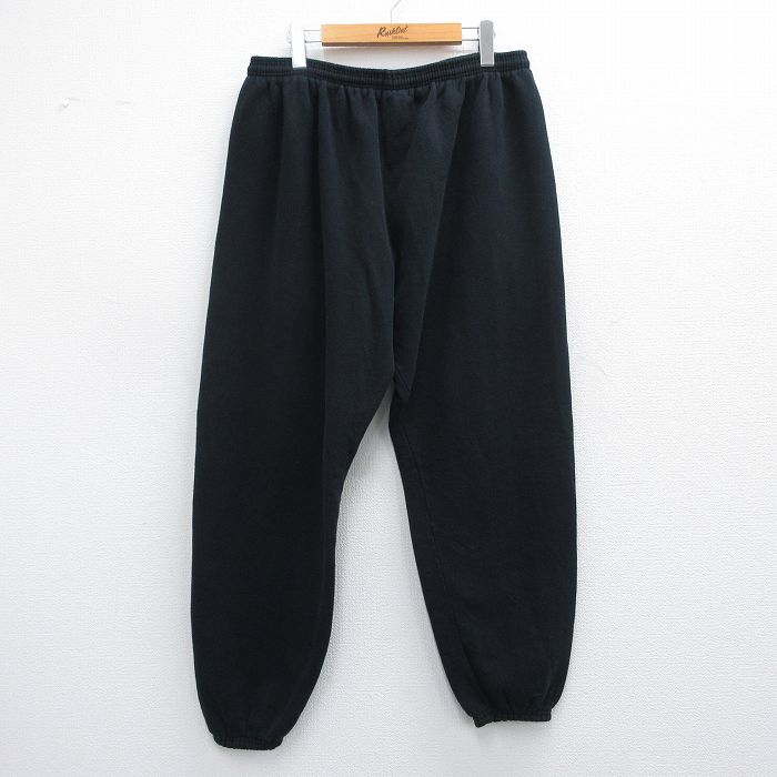 W36★古着 スウェット パンツ メンズ 90年代 90s 無地 USA製 黒 ブラック 25apr26 中古 ボトムス ロング