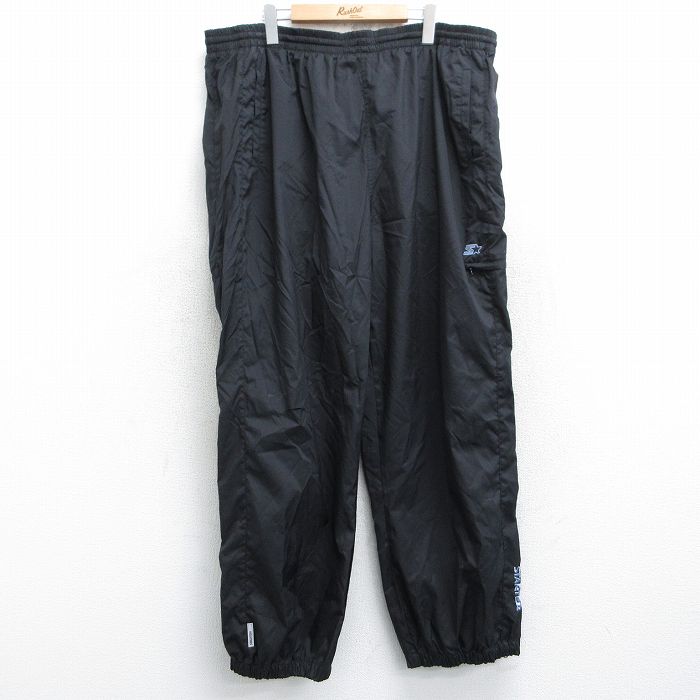 W42★古着 スターター STARTER イージー パンツ メンズ 00年代 00s ワンポイントロゴ 大きいサイズ 黒 ブラック 25may08 中古 ボトムス ロング