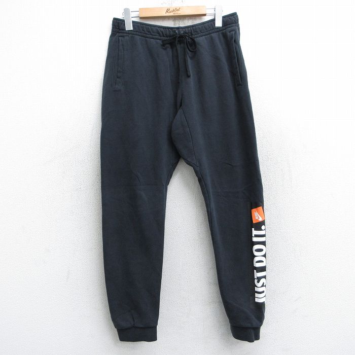 W33★古着 ナイキ NIKE スウェット パンツ メンズ JUST DO IT 黒 ブラック 25may08 中古 ボトムス ロング