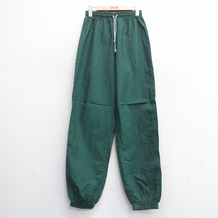 W30★古着 ナイロン パンツ メンズ 90年代 90s USA製 緑 グリーン 25may09 中古 ボトムス ロング