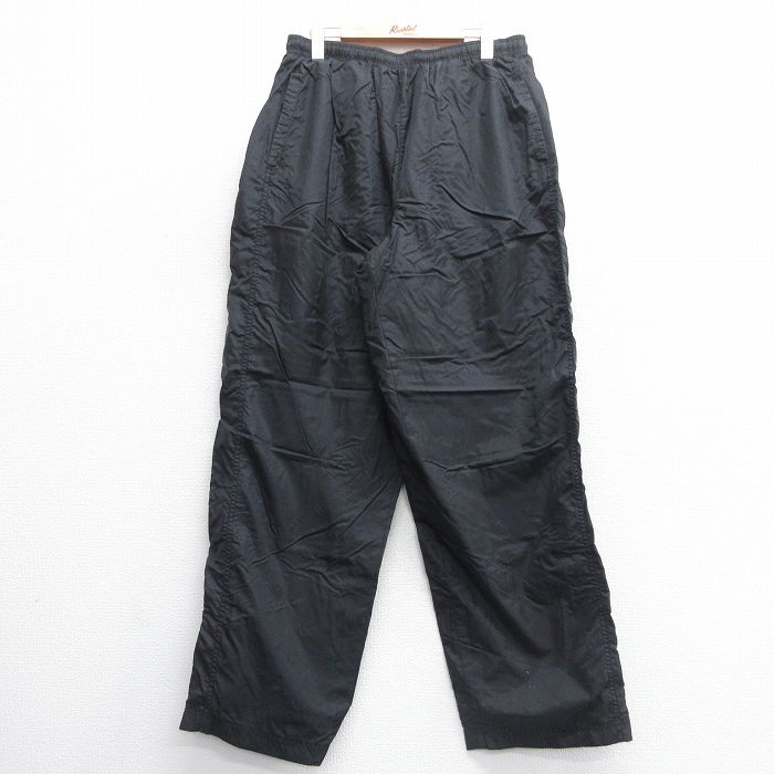 【50%OFF】W36★古着 ナイロン パンツ メンズ 黒 ブラック 25may09 中古 ボトムス ロング