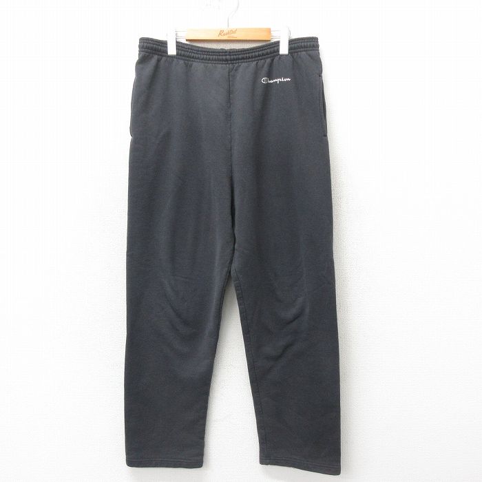 W35★古着 チャンピオン Champion スウェット パンツ 00年代 00s ワンポイントロゴ 黒 ブラック 25may12 中古 メンズ ボトムス ロング
